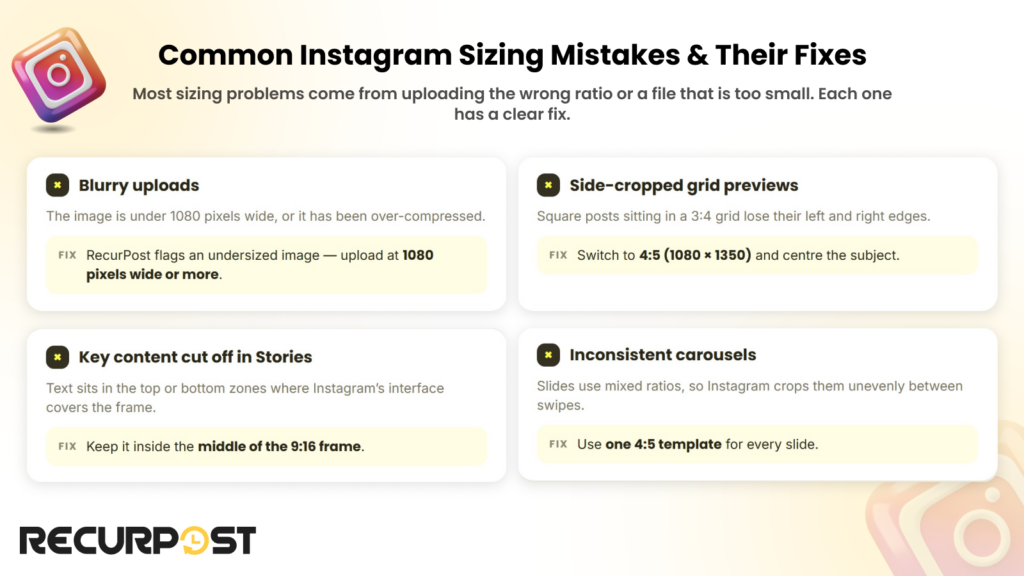 Common Instagram sizing mistakes & their fixes