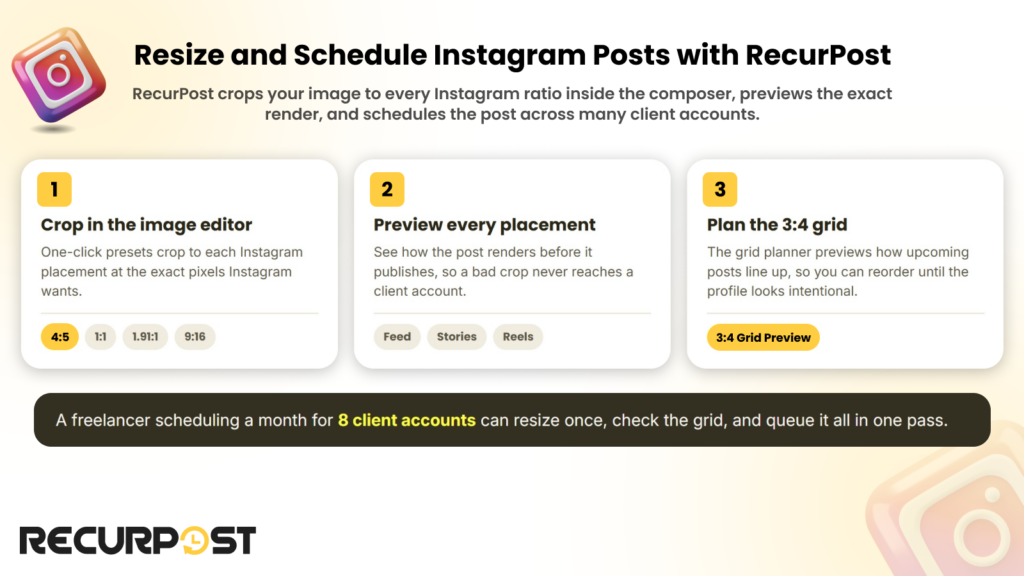 Resize and schedule Instagram posts with RecurPost