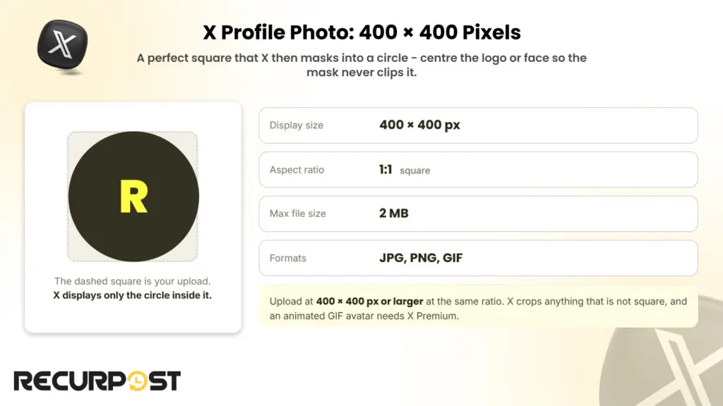 X profile photo_ 400 × 400 pixels