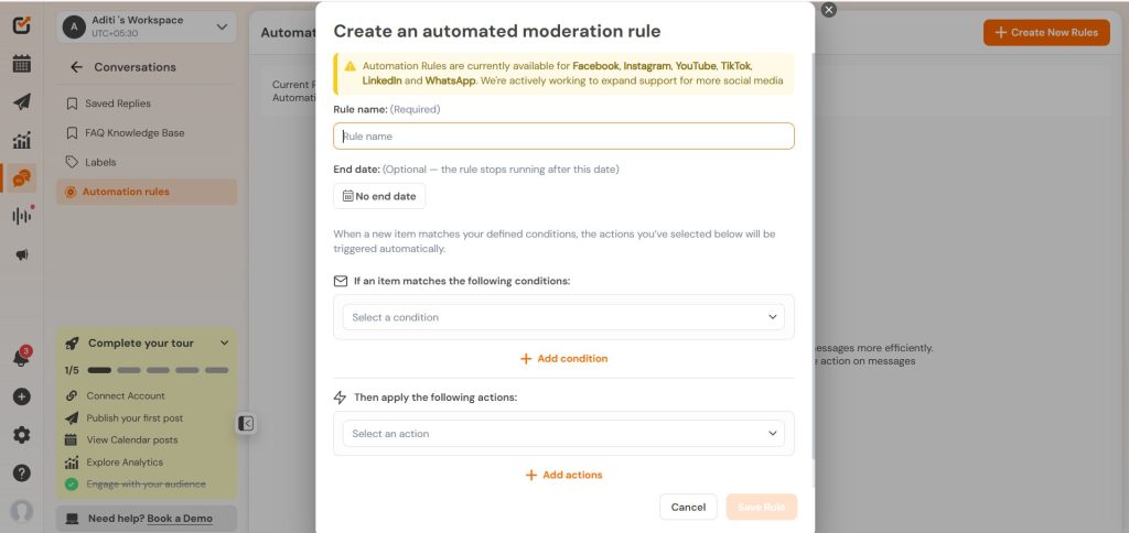 Automation Rules in Social Champ Engage Inbox