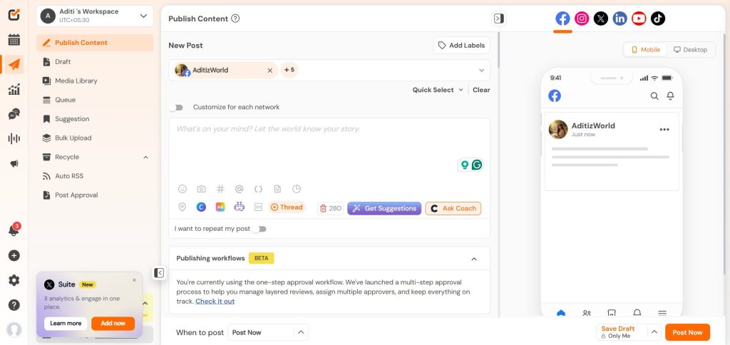 Creating New Post in Social Champ