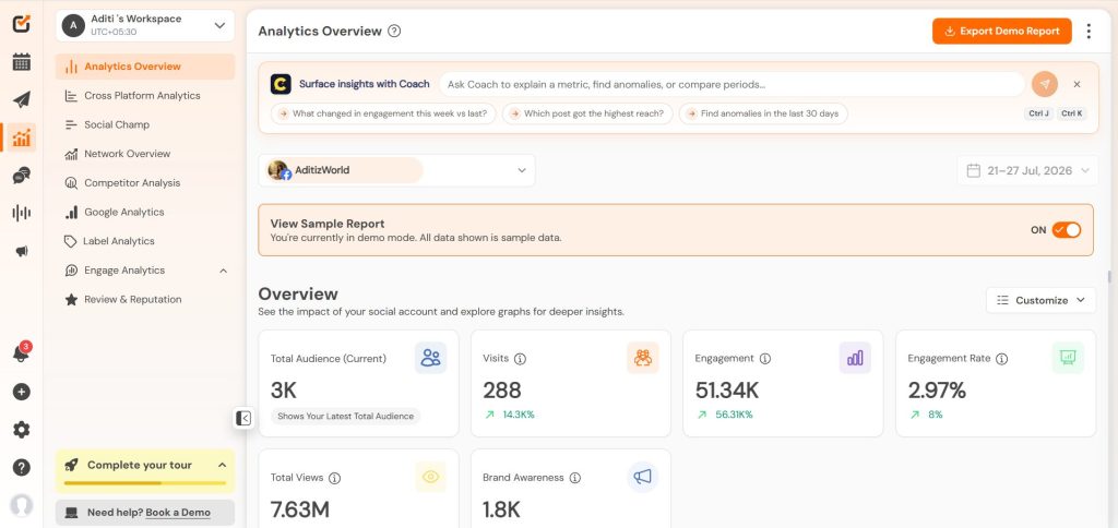 Facebook Overview Report in Social Champ