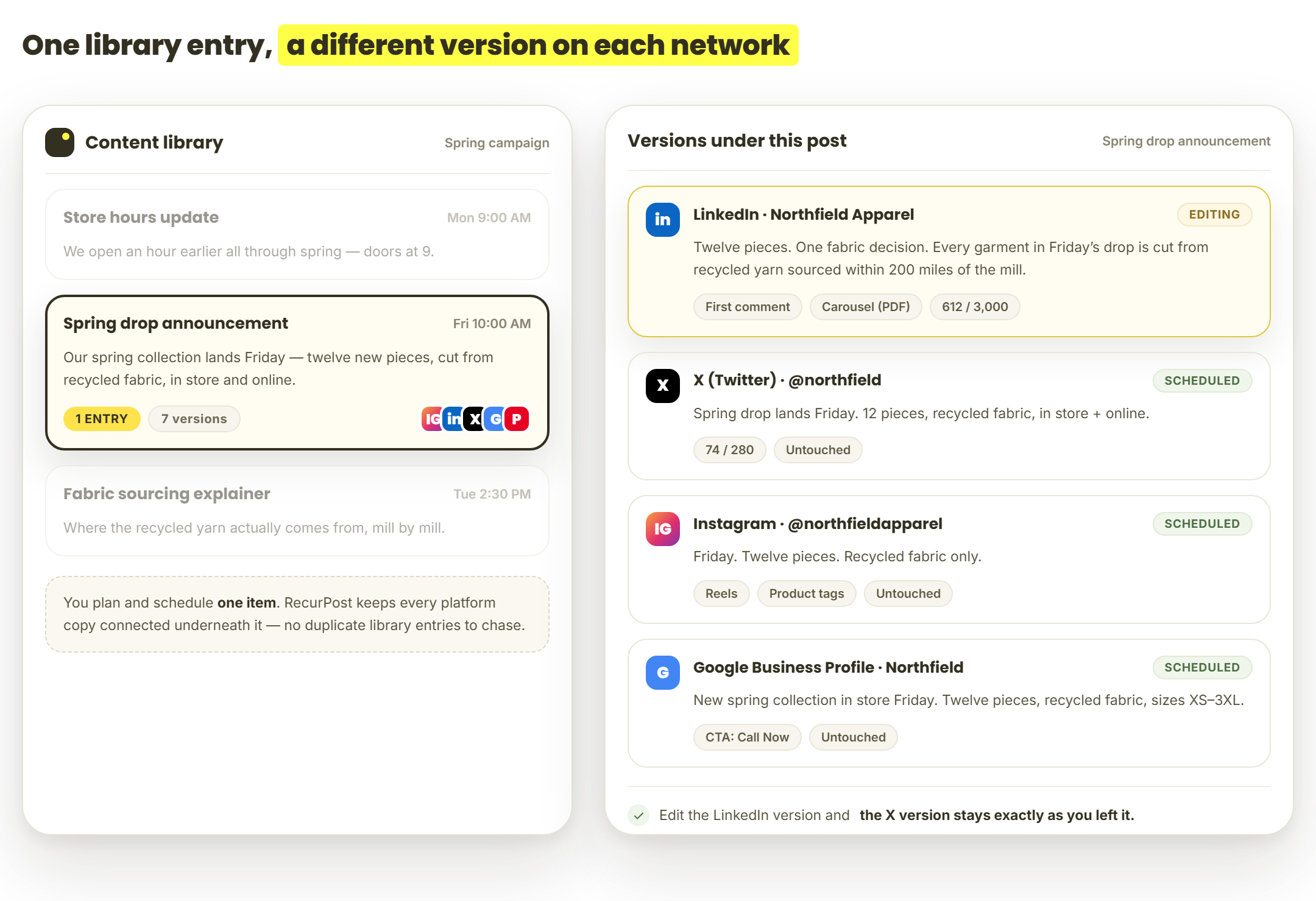 one library entry platform versions