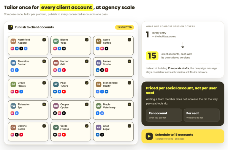 tailored posts agency client accounts