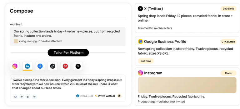 Customize One Post for Every Platform