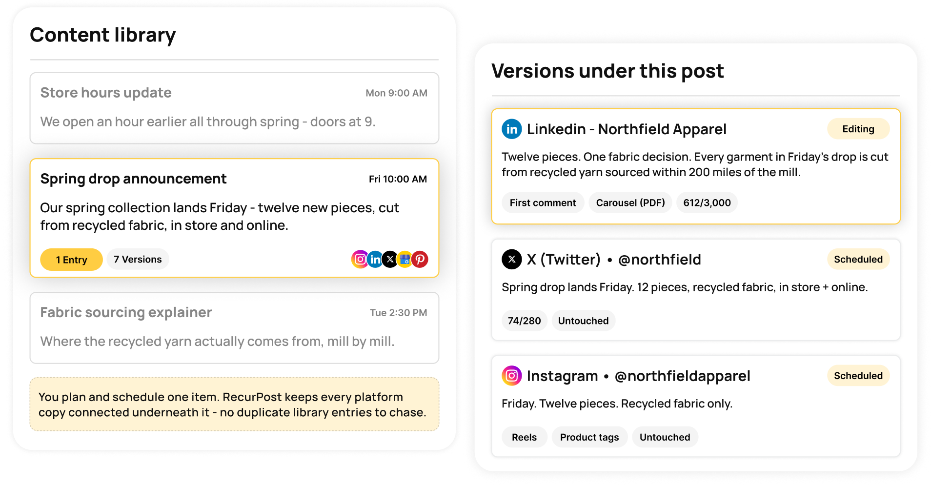 Recreate Different Versions of One Post for Each Network