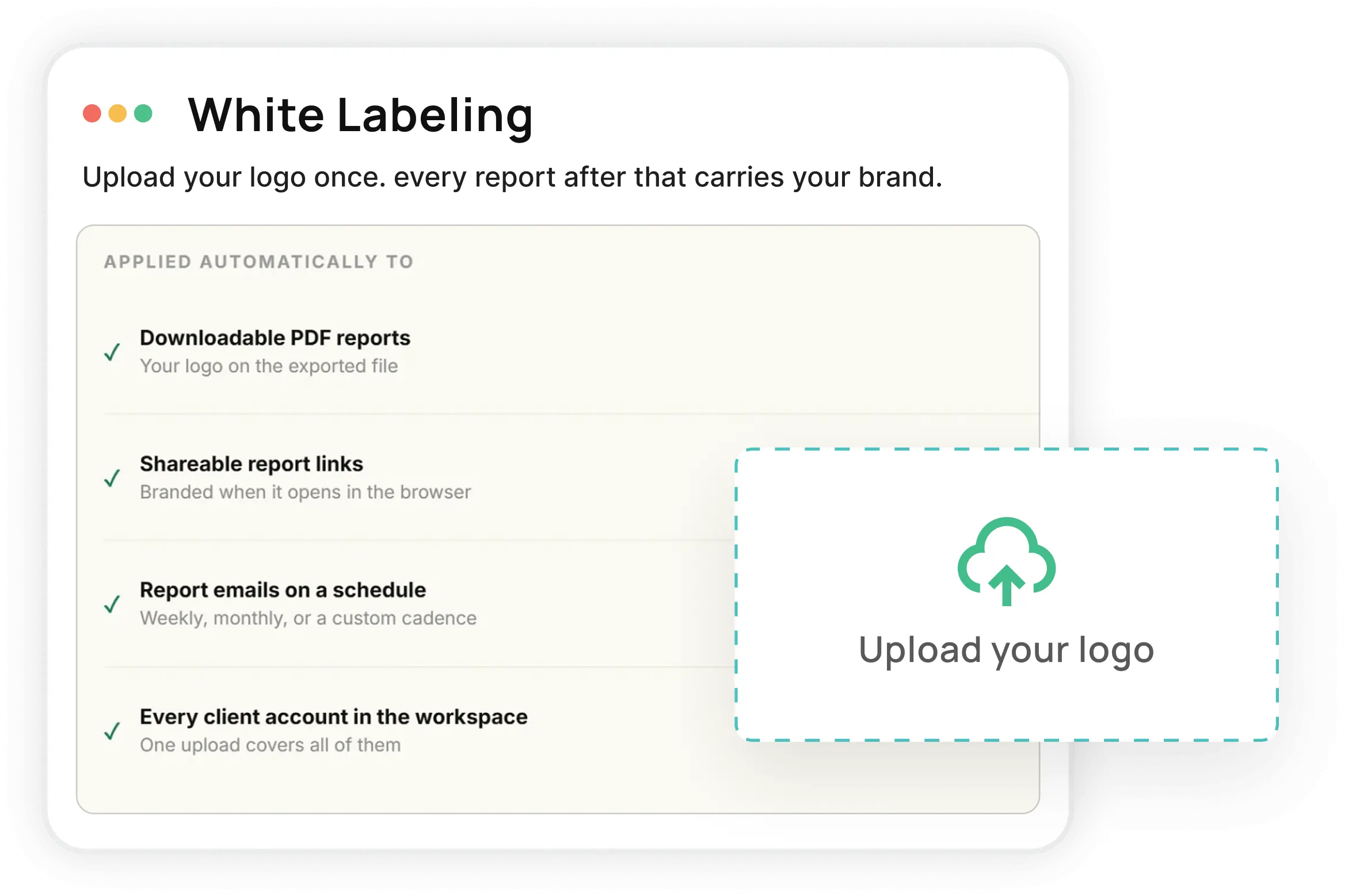 Set up white labeling once in Account Settings