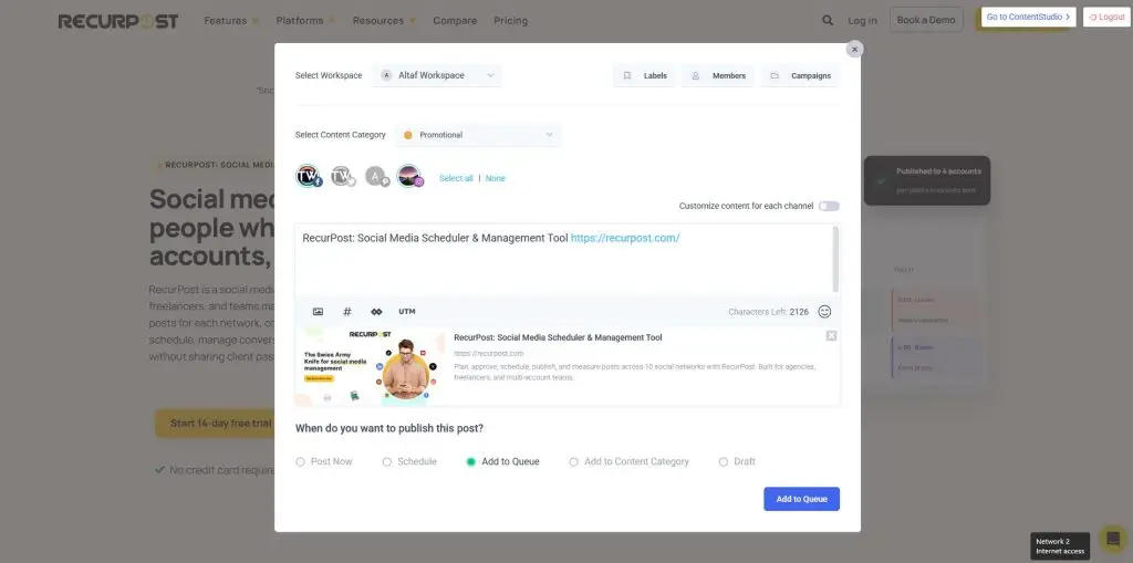 ContentStudio browser extension