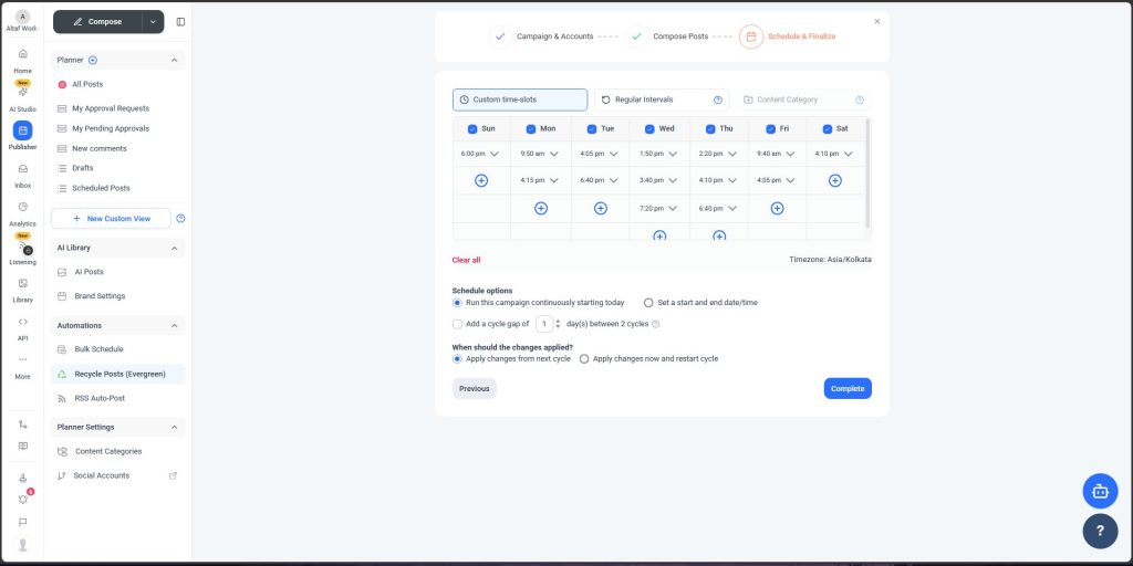 Creating an evergreen content schedule in ContentStudio