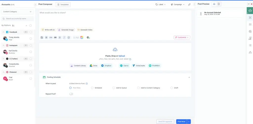 Creating a post in the ContentStudio composer