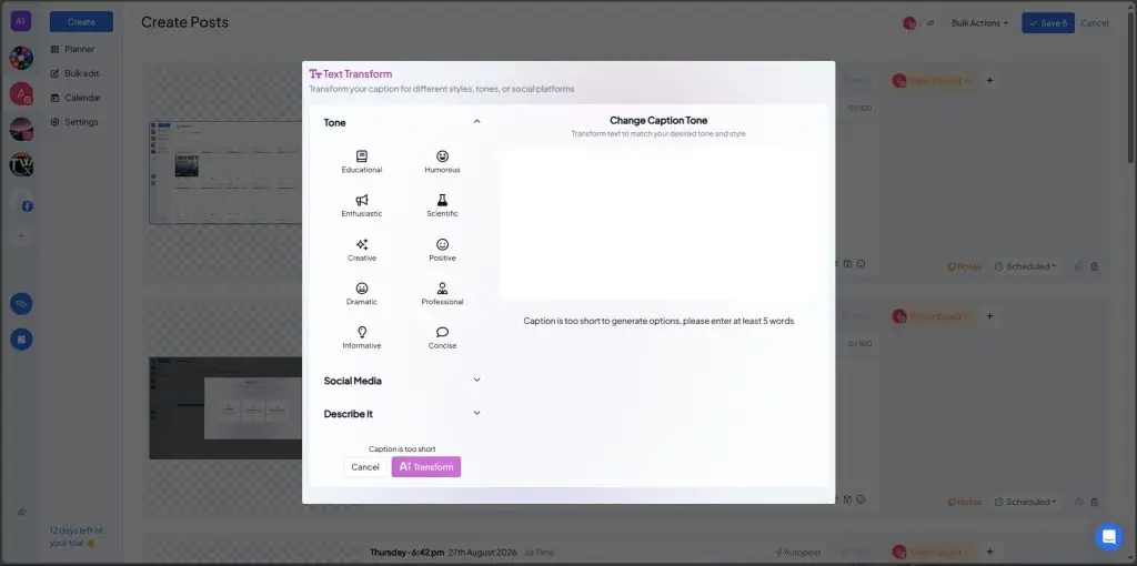 Transforming the tone of existing text with AI in Hopper HQ