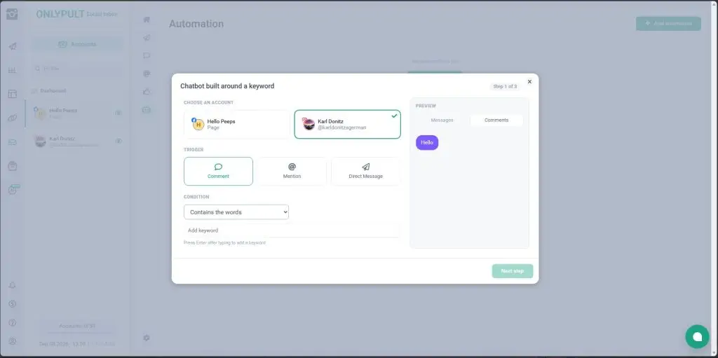 Comment and DM automation in Onlypult