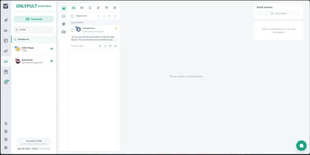 Social inbox dashboard in Onlypult